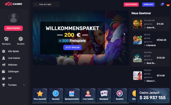 woocasino screenshot